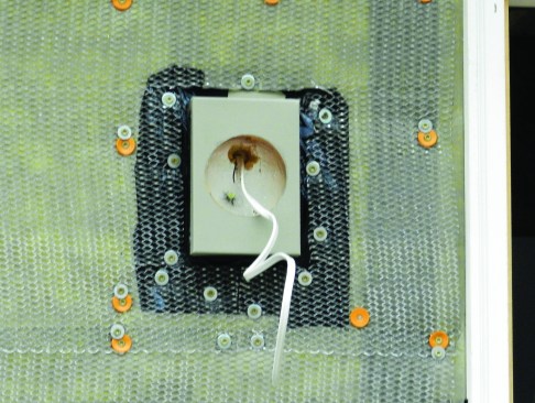 As the carpentry crew came through to secure the lath, they also worked with the electricians to set the outdoor electrical fixtures. All the fixtures and standoffs needed to be installed and flashed properly before the scratch coat was applied.