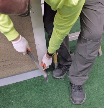 The author countersinks nails and fills the holes with epoxy filler.