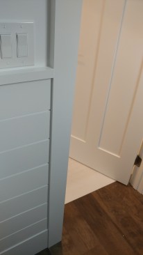 When using shiplap as a wainscoting, make sure to consider device heights and how the switchplates will intersect with the shiplap or whatever top cap assembly you use.