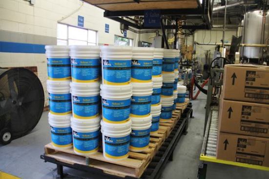 If you’re an electrician you are no doubt familiar with Yellow 77, a popular type of wire pulling lubricant made by IDEAL. I was surprised to see it being made in the same plant where they make tools. But then IDEAL does not synthesize the chemicals; they buy the ingredients from various suppliers and then mix them in their own equipment. 
Click here to see tubs being filled.
