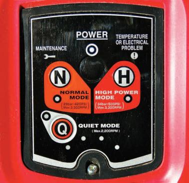 The Max's convenient control panel allows you to select the power mode with the push of a button. It also indicates problems and lets you know when it's time to rebuild.