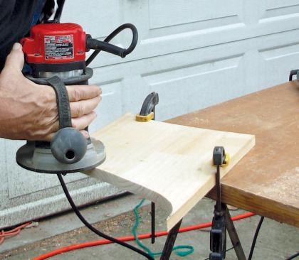 Make the Wood Router Template: At this point the top edge of the pattern perfectly matches the line, so I use a top-bearing pattern cutter to remove inconsistencies.