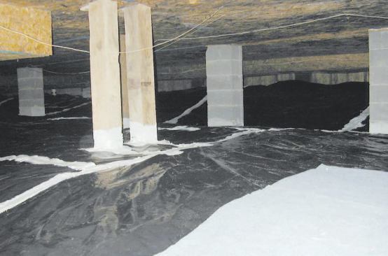 Carpeting protects the 6-mil poly in the area near the access, creating the perception of a space that should be treated with care.