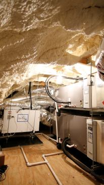 Spray foam at the roofline is an easy way to encapsulate your attic and bring ducts inside.