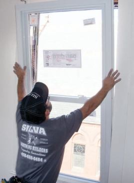 The foam air-seals and also helps secure the unit in the opening. I tilt the unit into the opening, then make sure I have an equal space on both sides, usually about 1/4 inch.