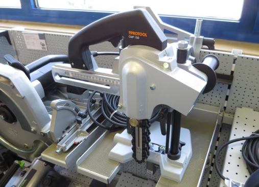 This chainsaw mortiser must be older stock, because the Protool brand was discontinued in 2013—though many of its products live on and carry the Festool label. Protool was created by Festool’s parent company (Tool Technic Systems) after it purchased a Czech tool company called Narex. 
Narex power tools are aimed at the hobbyist; Protool’s were aimed at professional carpenters.