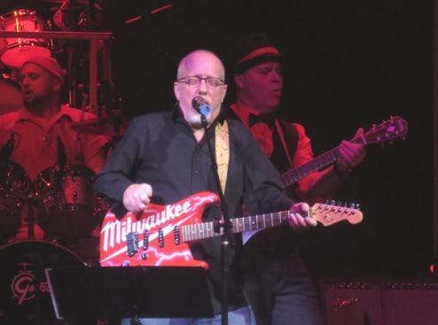 You have to love a customized guitar; I don’t know who that is playing it, but he was great. The guitarist in back—with the bow tie and red hat band—is Tim Brasher, Director of Brand Marketing at Milwaukee Electric Tool. Other folks from the tool company joined the band during various parts of the performance.