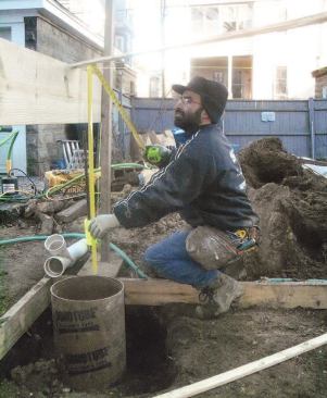 I check for plumb, level, and elevation as I go.