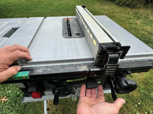 Both saws have a lighted fence to increase visibility at the cut line.