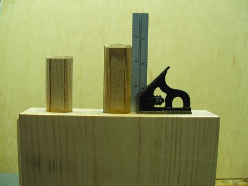 The two mortises in the shoulder both get cut full depth, but because one is made off the block and the edge molding, the tenon needs to be cut 7/16 inch shorter.