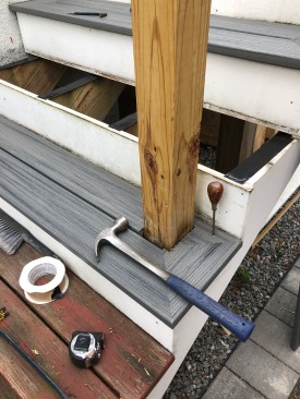 To install, I start the holes with a scratch awl. In this case, I had to make an adjustment for a housed post.