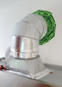 Larger pipes, like this rangehood exhaust vent, may require a dozen pieces or more.