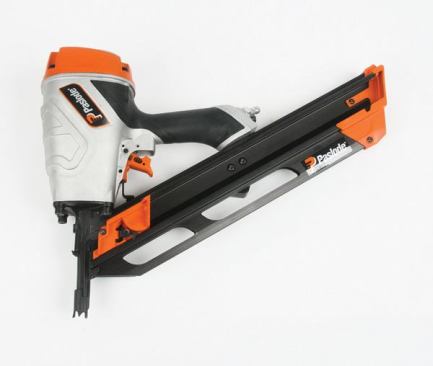 The PF350S is our favorite model because it is light and wellbalanced and has the power to consistently set nails in dense material. The contoured rubber grip is comfortable to grasp and the steeply angled air fitting makes it easy to connect the hose while wearing gloves. With tool-less depth-ofdrive, dry-fire lockout, and a substantial rafter hook, it has all the features we look for in a framing gun.