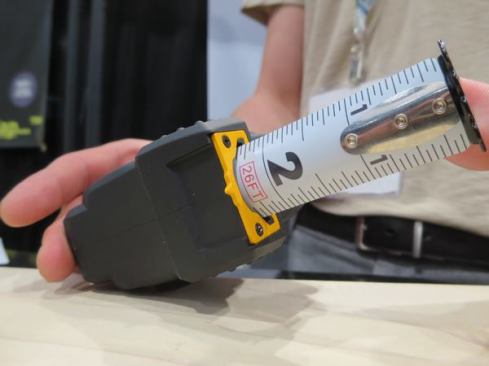 M1 Tapes. This is the bottom side of the tape shown in the previous slide. The pointy yellow thing is a stainless steel scribe that aligns with the edge of the case above. If you set the tape to 12 inches there will be 12 inches between the hook and the point of the scribe. The 26’ model goes for about $35.