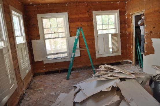We were careful to save all these pine shiplap boards so they could be later re-used.