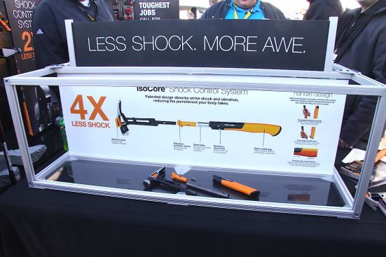 Fiskars introduced its new line of hammers at the show which is equipped with their IsoCore shock absorbing system. The display shows all of the pieces that make up the hammer, which cannot be disassembled – it’s shown this way simply for illustration purposes. A 16 oz finish hammer goes for $45; the 22 oz. framing hammer is $60.