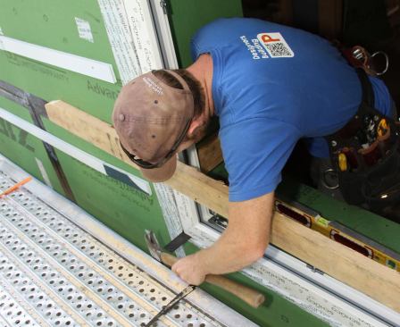 shimmed under one corner …