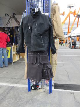 I own one of these—not Blaklader's work kilt, their
Two Fisted Fleece Jacket. I like it because it's warm and has plenty of pockets: a chest pocket, phone pocket, side pockets, and a pocket on back for gloves or a hat. The ends of the sleeves have thumb loops which allow you to keep your hands a bit warmer without wearing gloves; if you loop your thumb through only your thumb and fingers will project from the sleeve.