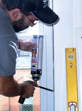 Before I reinstall the stops, I spray foam insulation around the entire unit.