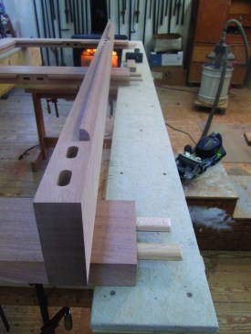 When all the mortises are cut, the tenons get glued into place, allowing for an easier dry-fit.