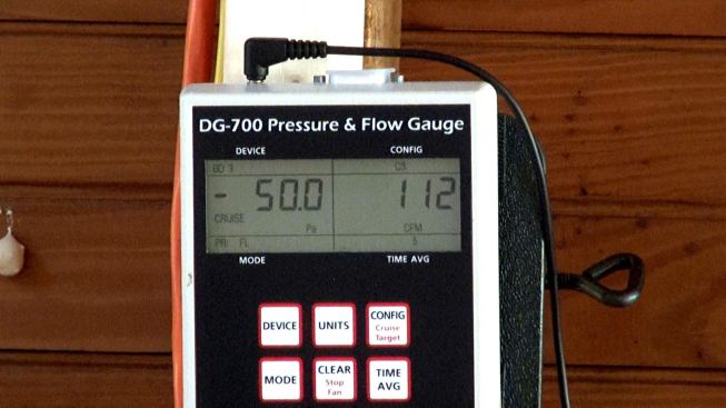 After the crew chased down and sealed leaks, airflow had dropped to 112 CFM.