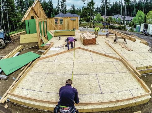 Once the layout is complete, we can just pull the lengths from the studs off our layout marks to create a cut list.