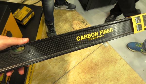What’s so sacred about making spirit levels out of aluminum, when for hundreds of years they were made from wood? Now they are about to be available from DeWalt in carbon fiber. Why carbon fiber? It’s light, strong, and if you are an early adopter you’ll be the only person on site who has one. This 4-foot model will go for about $100. There will also be 72- and 96-inch models and the possibility of other sizes later one.
