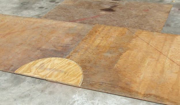 In this case, the diameter of the half circle was about a fifth the length of the base of the triangle.