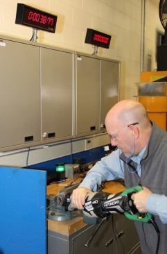 Finally, they let me loose with a saw on a test blank. I don’t remember which blade I used but I do know the product manager’s time (with the same saw and blade) was significantly faster than mine – goes to show that technique and practice matter.