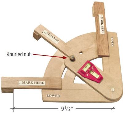 Easing Protractor: The body and arm are made from 1/4-inch plywood.