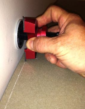 The Thingamejig works best on uniform surfaces. Here's it's being used to scribe a laminate countertop to a wall. The cutters produce a deeply scored line that it easy to see and prevents delicate materials from chipping or splintering.