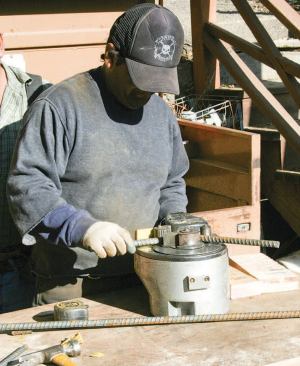The author rented a heavy-duty electric bender to speed the work.