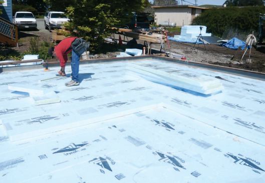 A layer of 3-inch foam was laid over the first layer.