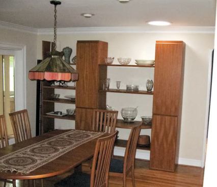 In the original floor plan, a bearing wall separated the dining room from the kitchen.