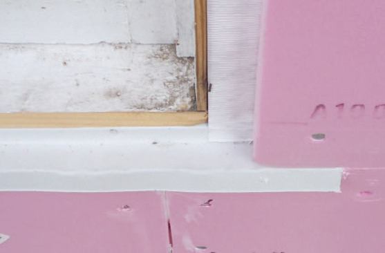 The rigid foam was glued to itself at the butt joints.