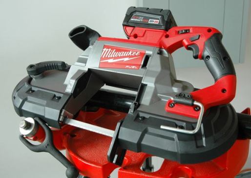 With its 5” x 5” cutting area the FUEL Deep-Cut Band Saw (model 2729) is a step up in capacity from company’s existing 18-volt compact saw and is said by its maker to be faster than any corded saw available (
Click here to see it race a “Brand X” corded model). Features include an LED headlight that casts a thin shadow line to mark the cutline, a sliding shoe for flush cutting, and a large hang hook. The model is new, but it shares 93% of its parts with the brand’s corded unit so repair parts should be easy to get. Available: now. Price: $329 (tool only)