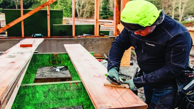 The most important thing to remember is that all the stringers must be identical. The author lays out the first stringer with a rise and run block.