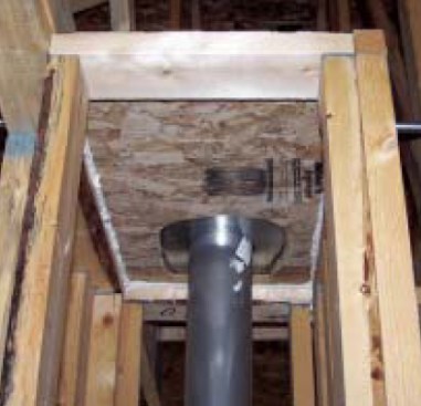 The top of a vent chase can dump a lot of conditioned air into an attic. Prior to installing the vent, cap the chase with OSB. Seal the edges of the OSB with a foam sealant, then seal the vent to the OSB  with a metal collar. As you can tell, cutting the opening for the vent isn't something that requires a lot of precision. If it's a heating vent, the most important thing is to keep the OSB at least 2 inches from the metal vent.
