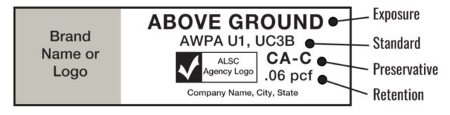 The ICC codes reference American Wood Protection Association (AWPA) standards for treated wood so one of the first things an inspector will look for on the end tag is "AWPA" and the applicable standard, usually "U1." The tag should also identify the preservative type and amount of preservative retained in the wood (retention), as well as the AWPA Use Category (in this case, the use category is UC3B - "Exterior Above Ground, Uncoated or Poor Water Runoff").