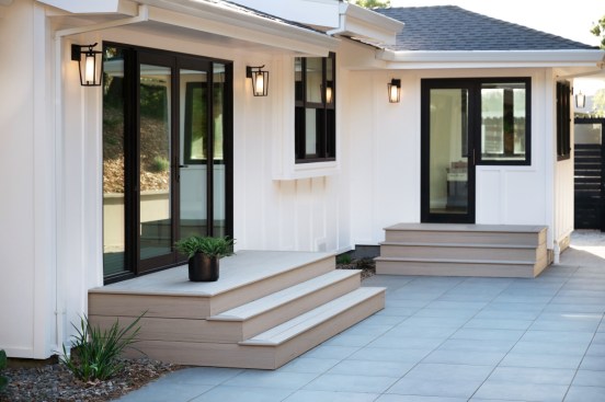 Image of deck and white siding for home in Petaluma, Calif.