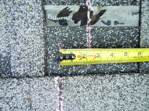 In some cases, the offset was only about 2 inches. Since most roof dimensions are not an even multiple of standard shingle sizes, fractional shingles—preferably of equal size—are needed to fill out courses.