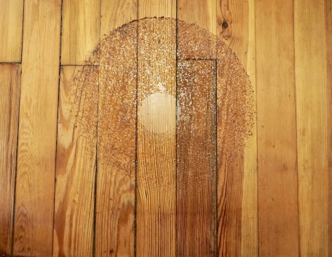 When the pad is removed from the floor, there is excess  left under the pad.