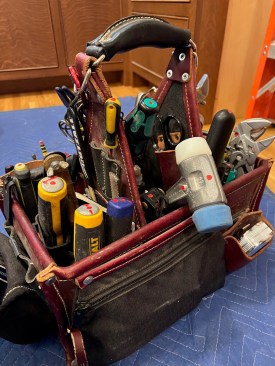For  smaller jobs, the author often brings what he needs from the truck in an Occidental carpenter case. 