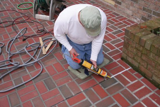 Finally, the author filled the expansion joints with a premium-grade polyurethane sealant.