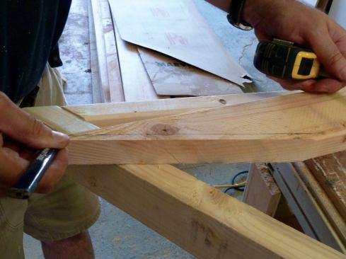 About 3/8 inch along the heel cut would be trimmed off.