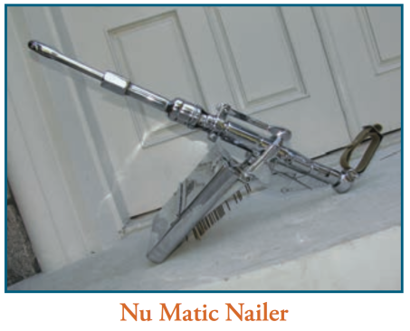 The first commercially successful portable nailing machine used for job-site construction was the Nu Matic Nailer, invented by Bill Burnison in 1951-52.