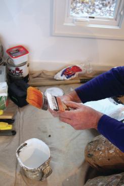 A brush with a large oval-shaped ferrule holds the most paint and is useful for painting large areas that might require some cutting but don't require any precision cuts. 