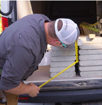 Measuring a full 2 1/2 inches thick by 12 inches wide, these steel reinforced precast concrete treads have threaded inserts at each end for fastening to metal brackets that are bolted to uncut stringers.