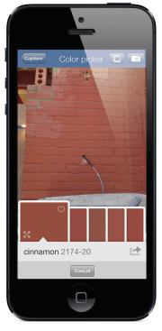 Benjamin Moore's color app was used to match the paint color of the existing brick.