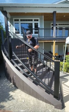 Satisfied with the fit of the top and bottom rails, I assembled the balustrade for each section and installed it as a unit.